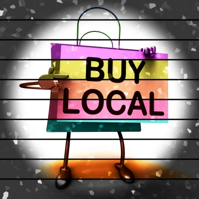 Buy Local Shopping Bag Shows Buying Products Locally by Stuart Miles and freedigitalphotos