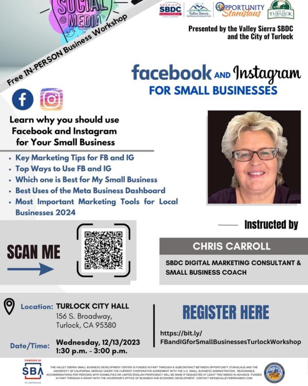 flyer for Facebook & Instagram for Business 12.13.2023 Turlock Ca